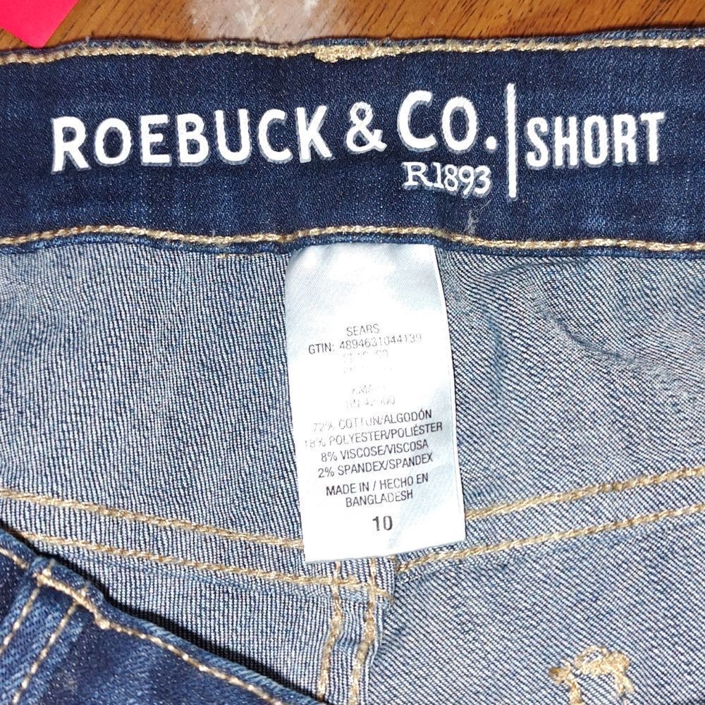 Roebuck & Co dark denim jean rough hem mid rise short shorts Sz 10 NWOT - Picture 5 of 5